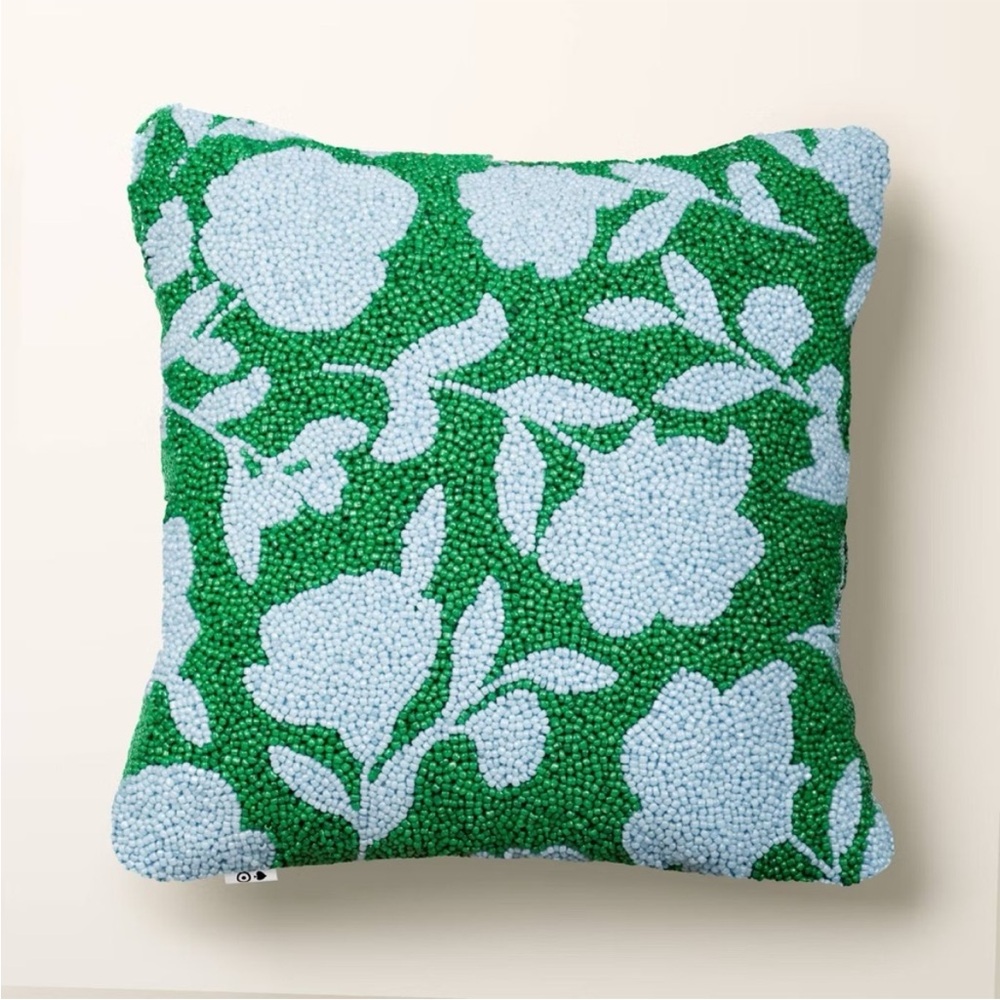Kate Spade x Target Beaded Classic Rose Square Throw Pillow Green/Blue